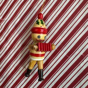 Vintage Wooden Soldier Christmas Ornament Made In Taiwan